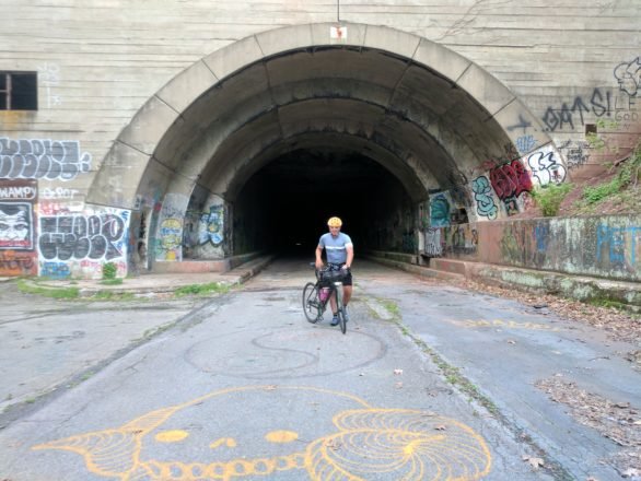 Speaking of freaky these tunnels go on for quite a few kilometers - absolutely pitch black apart from my bike light.