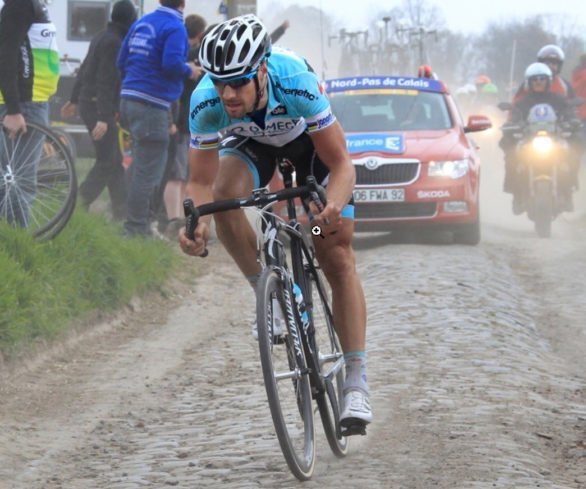 This is the legend who was inspiring my effort. Tom Boonen doing what he does best, breaking away to win the 2012 Paris-Roubaix. (Photo credit: Steephill.tv)
